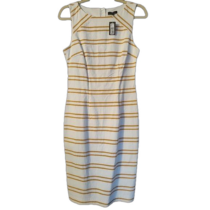 NWT RW&CO White & Mustard Striped Dress